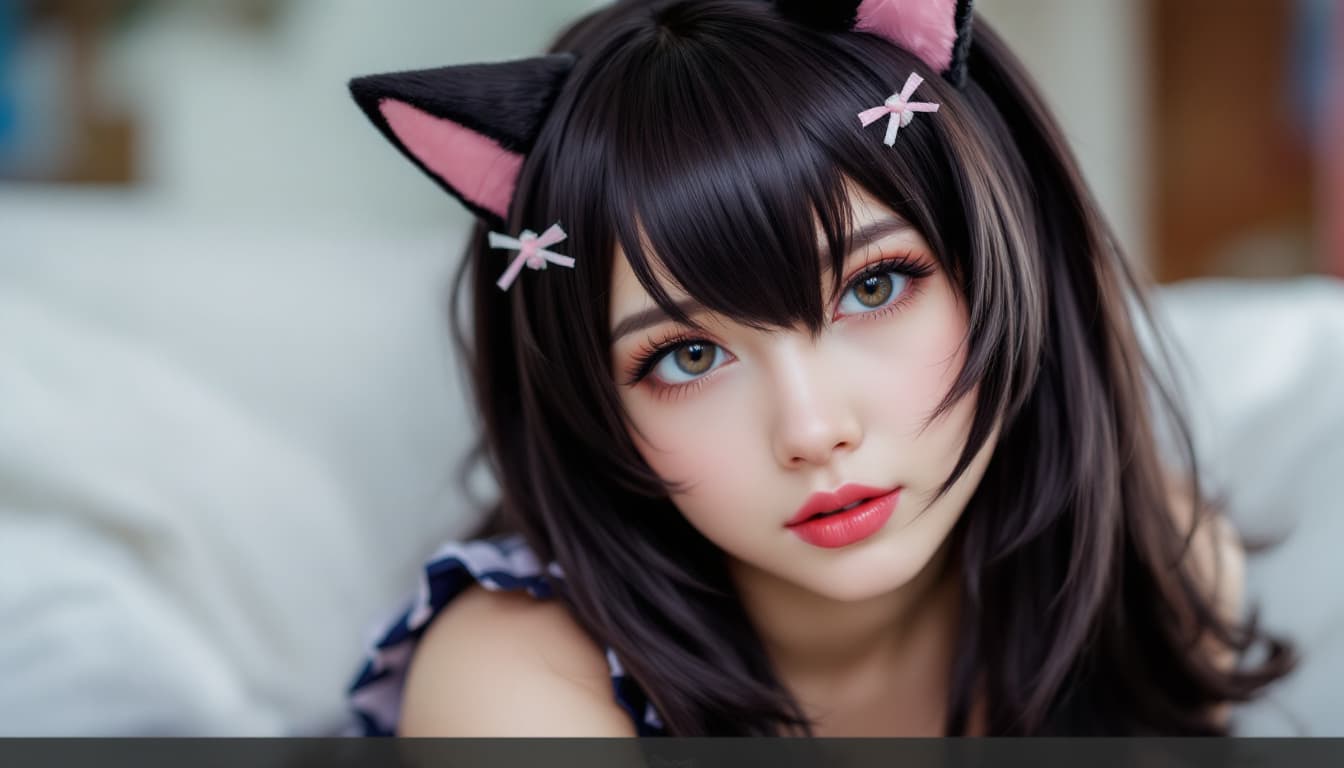 AI generated: cosplay girl anime big boob and has cat head band

