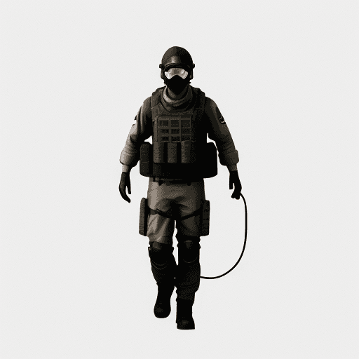 AI generated: COD graphic design on a white background coming out of smoke and look like on a mission, doing toggl...