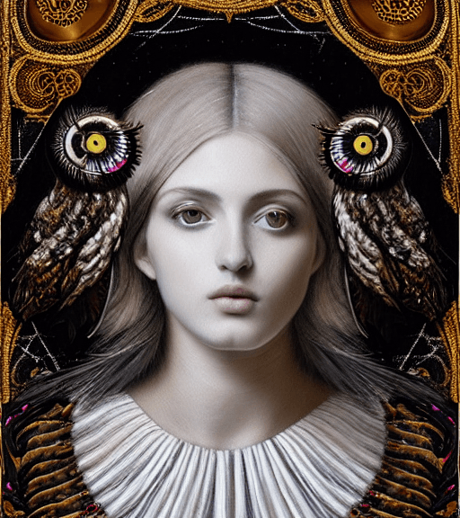 AI generated: Oil painting, high resolution 8k, Raffaello master painter, Byzantine artwork, 
young lady close up ...