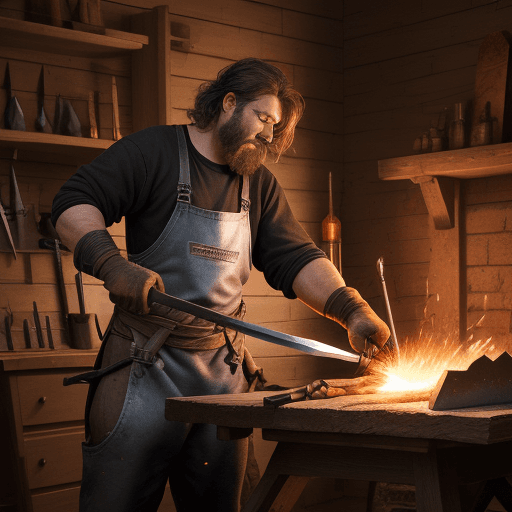 AI generated: blacksmith use hammer to create sword