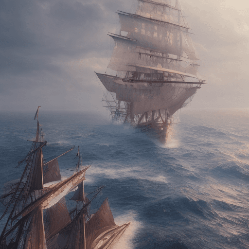 AI generated: Photo of a ultra realistic sailing ship, dramatic light, pale sunrise, cinematic lighting, battered,...