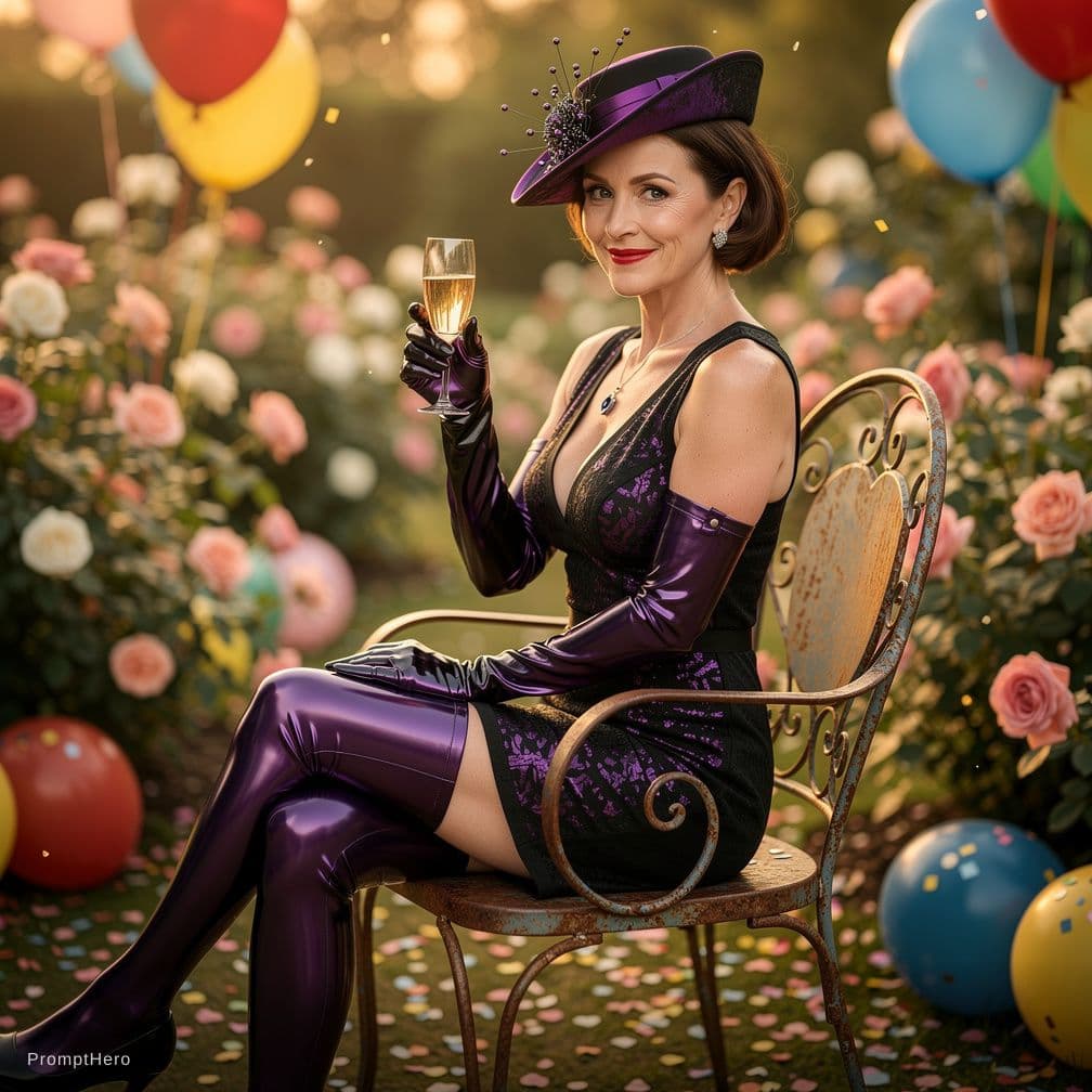 AI generated: Professional funny photography:, an erotic full body shot in a very glamorous ambiente,a sweet, matu...