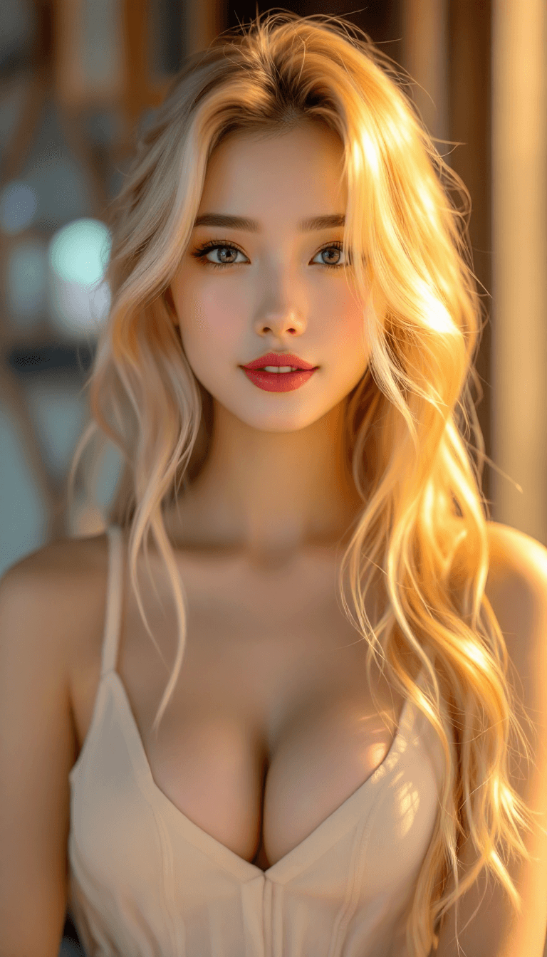 AI generated: Blond hair chines young women, gold, happy, pretty, cute --v 6.1 --ar 16:9