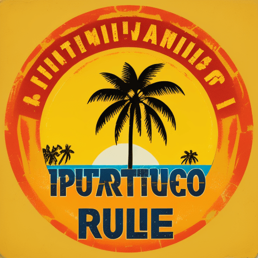 AI generated: A vibrant vintage-inspired summer design featuring the text "puerto vallarta" in bold yellow and ora...