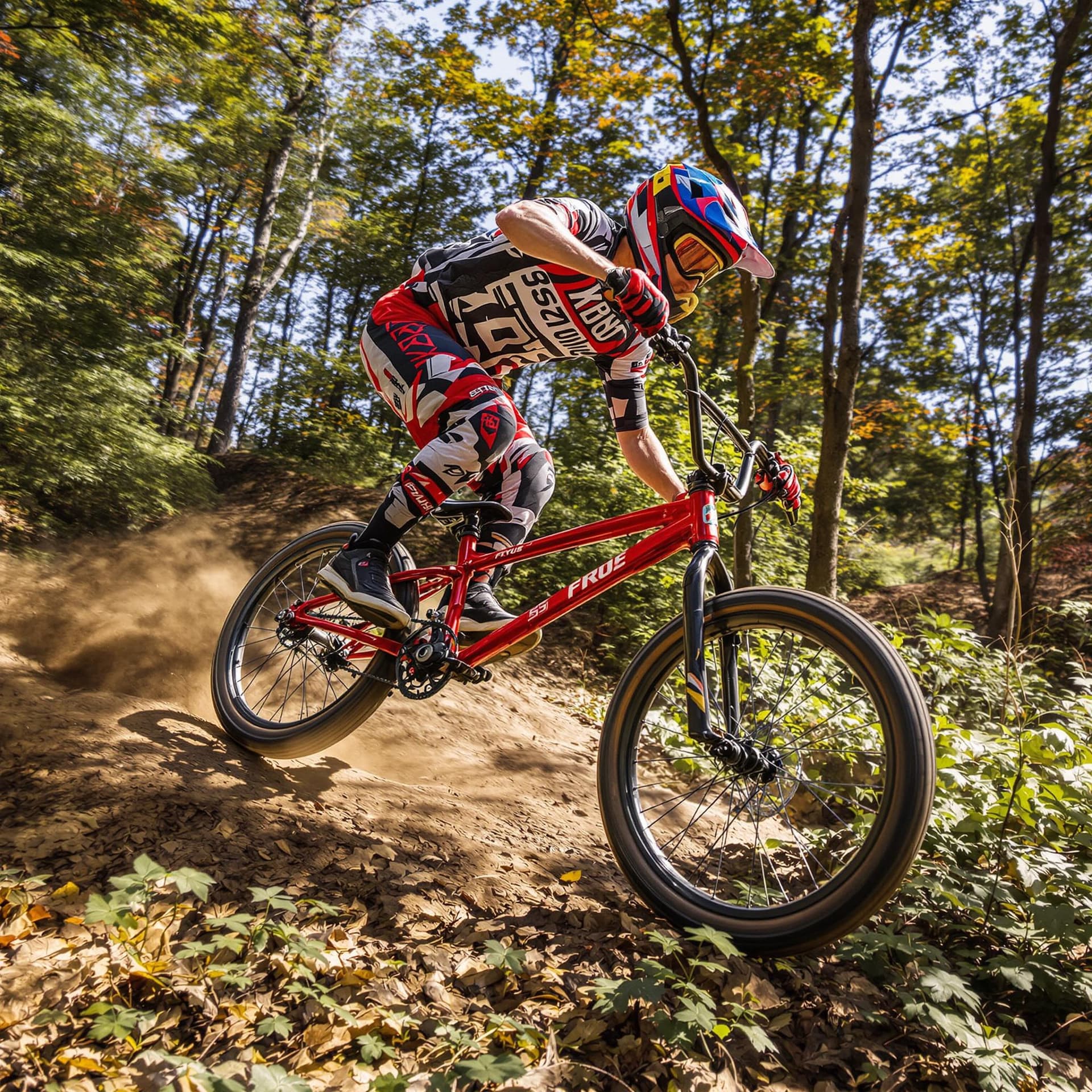 AI generated: photography, sports shooting, dynamic range, in mountain trail, dynamic motion, with professional BM...