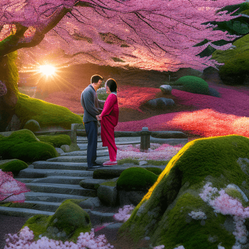 AI generated: High-resolution photography: A mystical connection between two individuals. They stand in an ancient...