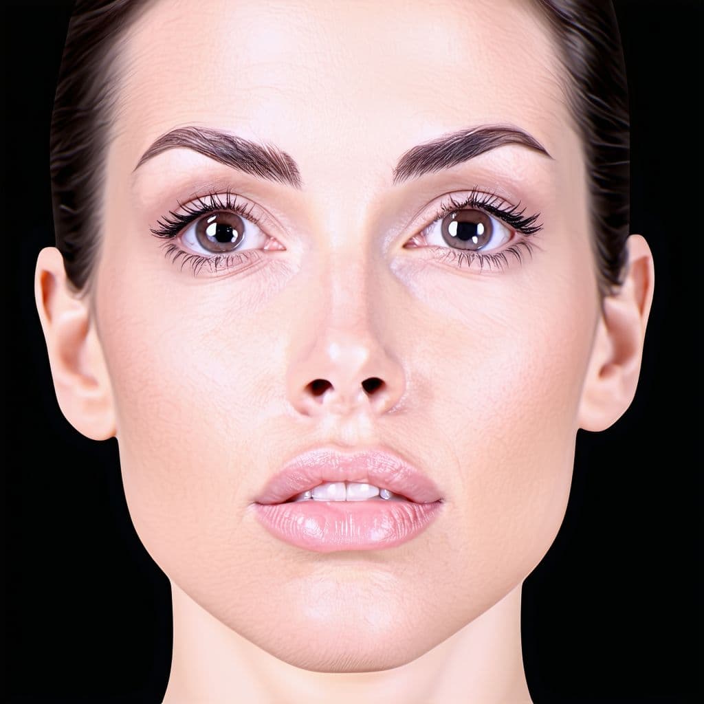 AI generated: A real photograph of aFemale with a distinct facial structure, comprising: a narrow chin width, a sh...