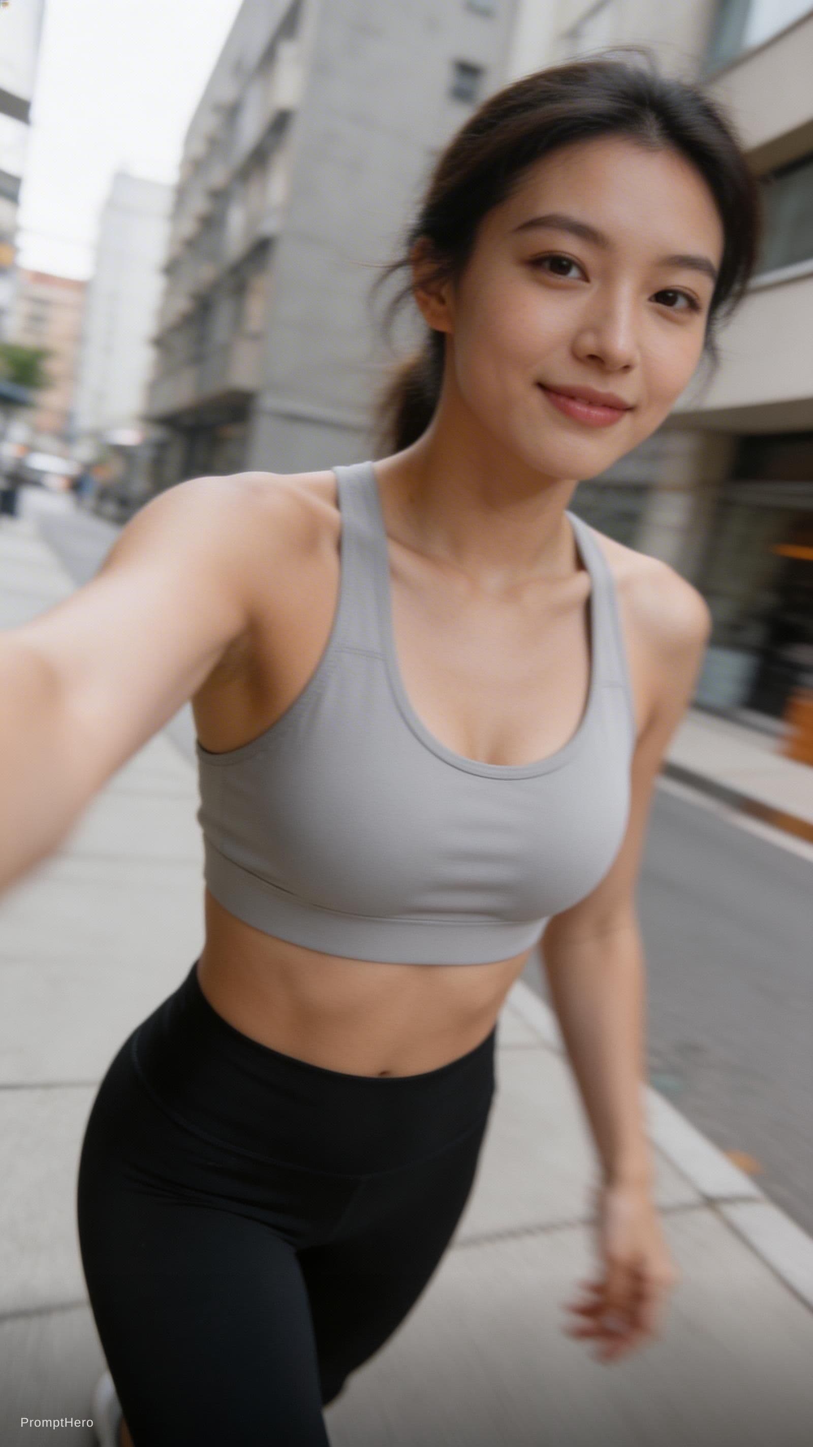 AI generated: A very ordinary iPhone selfie, of a plastic surgery customer. Augmentation to F Cup. with no clear s...