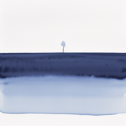 AI generated: A stunning minimalist watercolor painting of a solitary figure standing amidst a vast, empty landsca...
