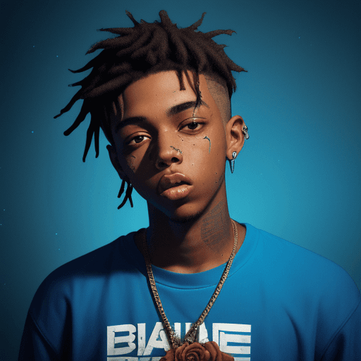 AI generated: The Album Cover style photo is about a young man who is a rapper. He's hip-hop, drippy, with the wor...