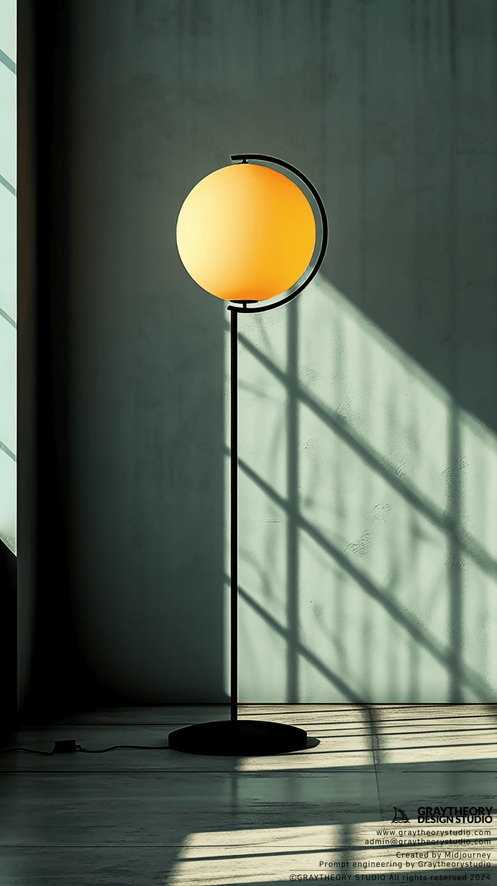 AI generated: Studio shot of a contemporary design floor stand light, seamless background, Canon EOS R5, 50mm f/1....