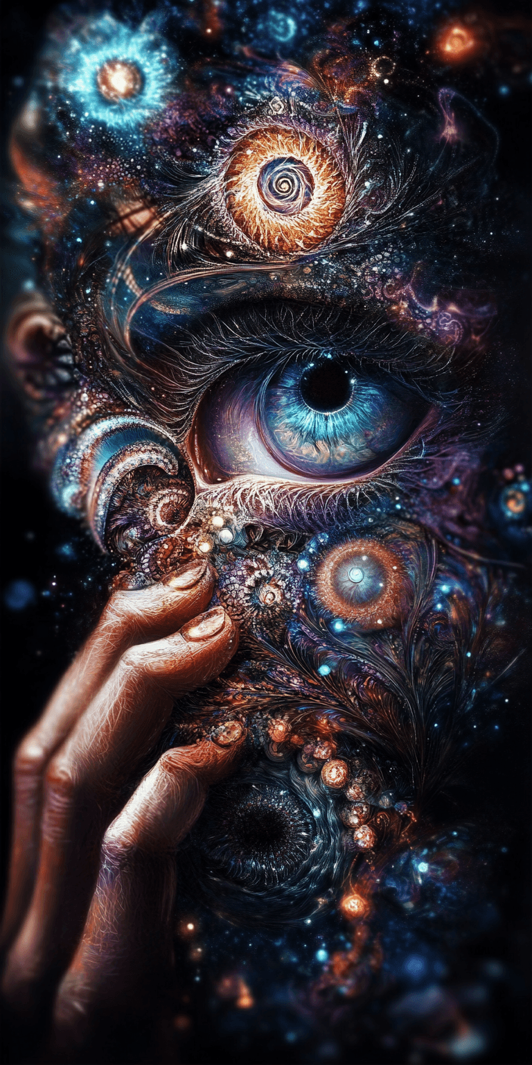AI generated: An abstract representation of the universe, with galaxies and stars forming intricate patterns on an...