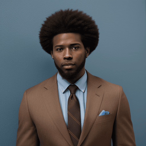 AI generated:  High resolution photography of an afro american, handsome man around 30 years, looking in the camer...