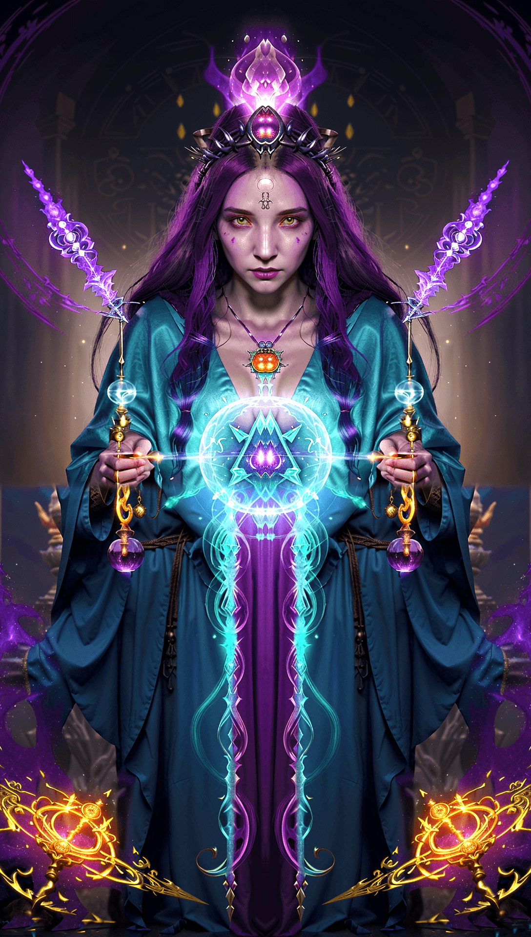 AI generated: Craft a character concept for a mystical potion alchemist with an enchanted laboratory. Envision a c...