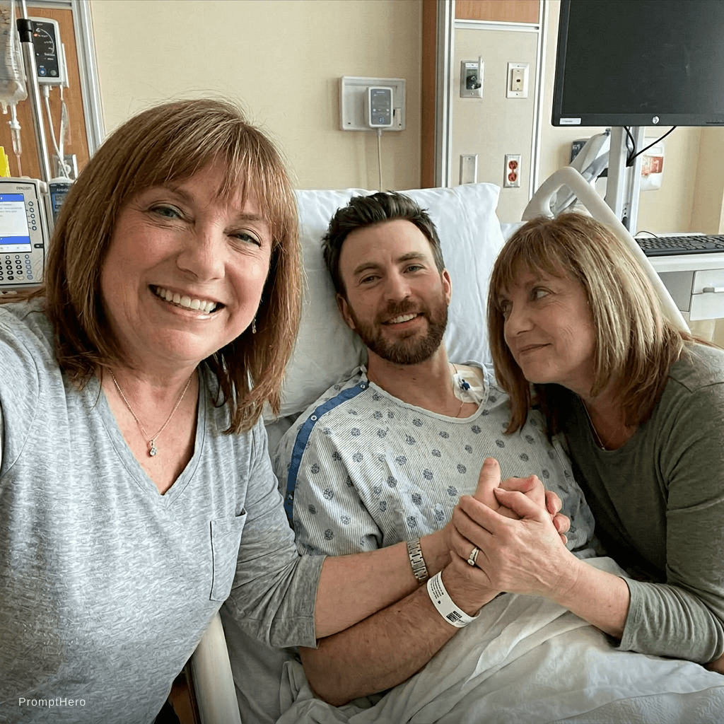 AI generated: Chris evans with his mom in the hospital she's taking care of him