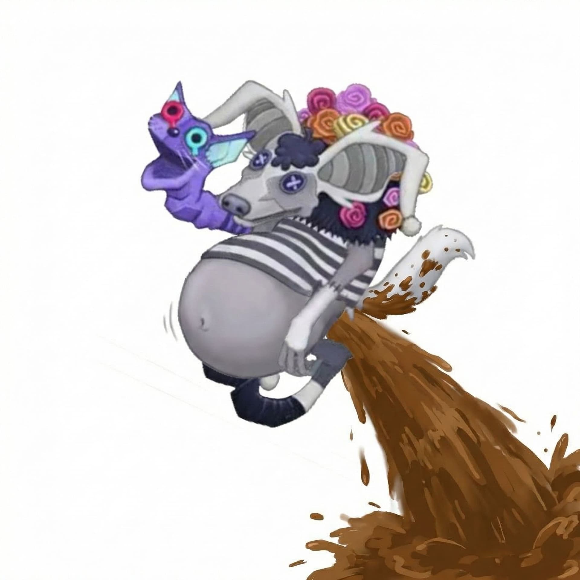 AI generated: They Float Midair, propelled by the diarrhea's strength. Diarrhea gets on the tail. Diarrhea comes o...