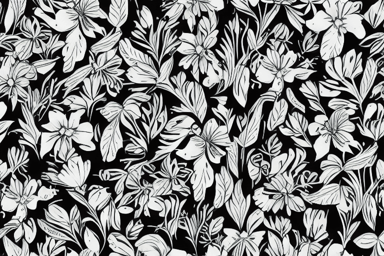 AI generated: Hand drawn summer floral background. Botanical seamless pattern . Sketch drawing. Design for fashion...