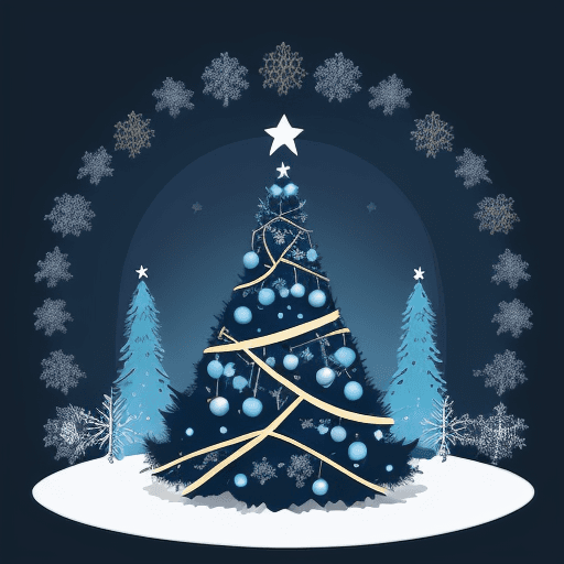 AI generated: Christmas night background with christmas tree silhouettes, garland decoration vector illustration. ...