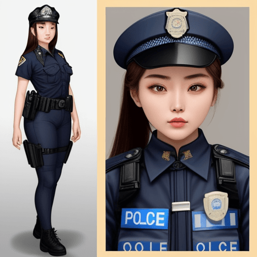 AI generated: 22 years old female police chinese