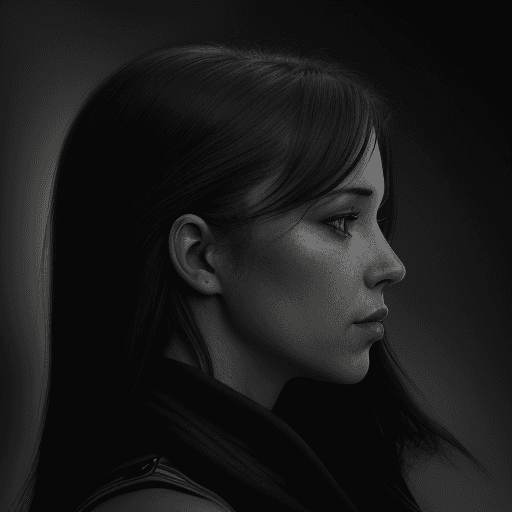 AI generated: high resolution photography, monochrome, evoking the starkness of classic noir with an intimate, psy...
