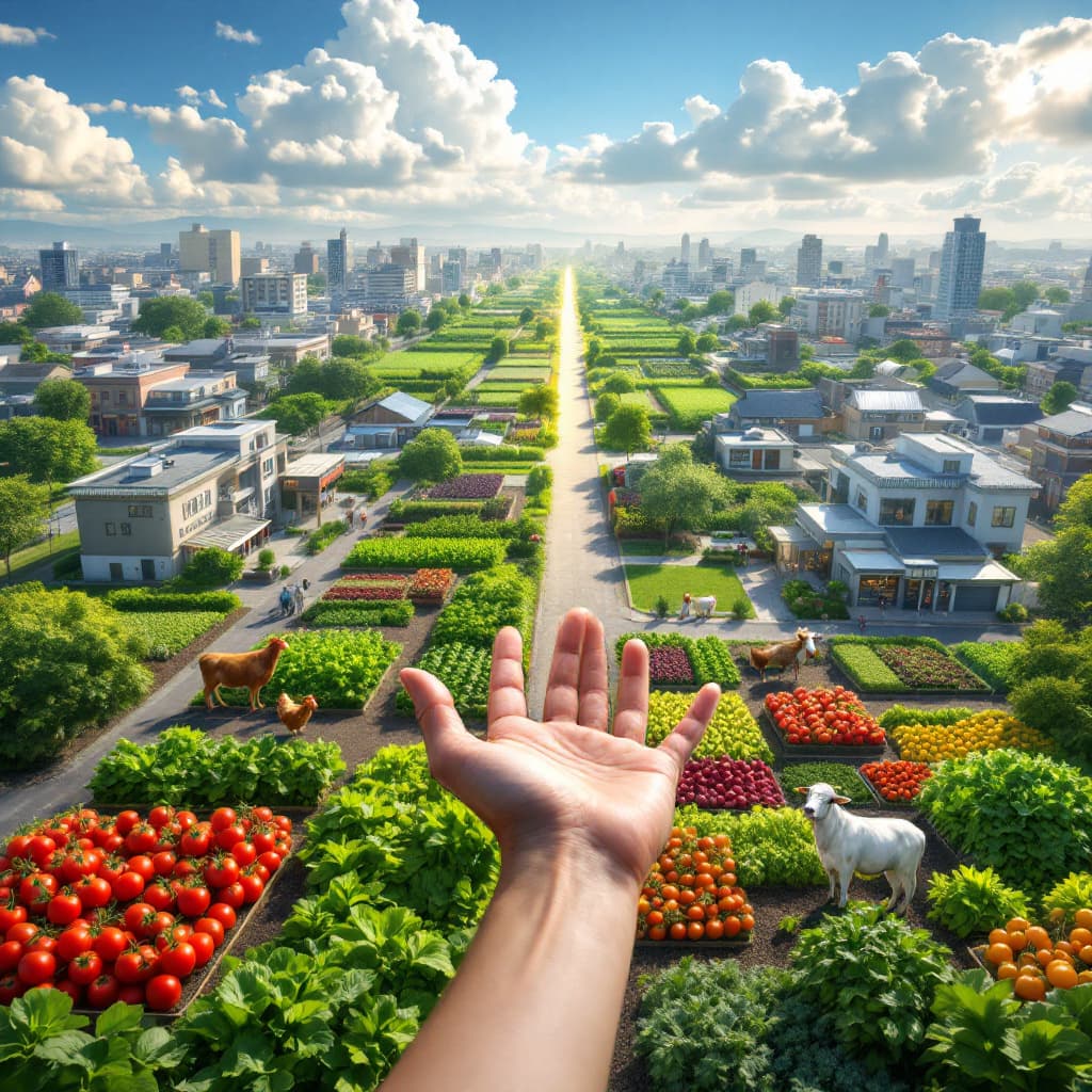 AI generated: Beautiful image that shows two different worlds: a city with houses, a shopping center, shops, etc. ...