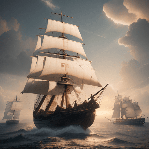 AI generated: Photo of a ultra realistic sailing ship, dramatic light, pale sunrise, cinematic lighting, battered,...