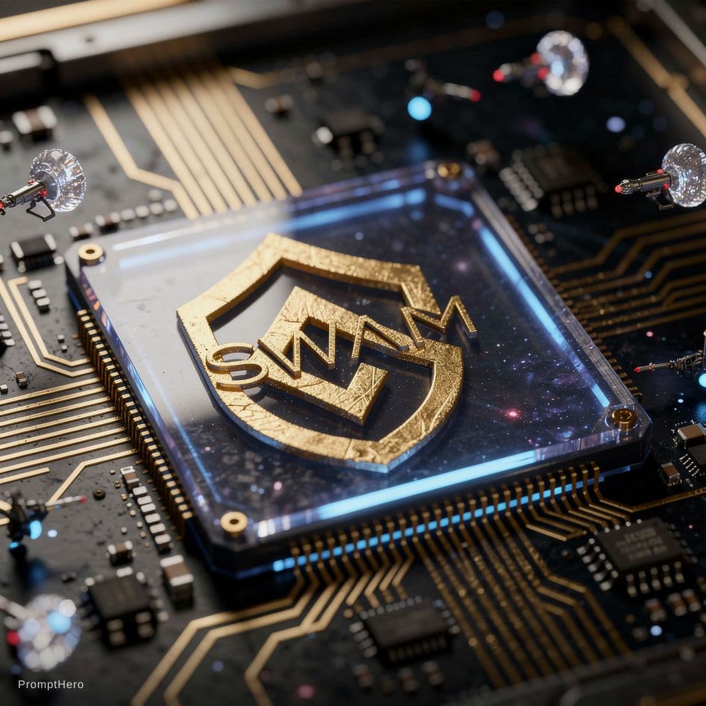 AI generated: Ultra-high-definition wallpaper, 8K resolution. A macro close-up of a 
futuristic CPU processor chip...