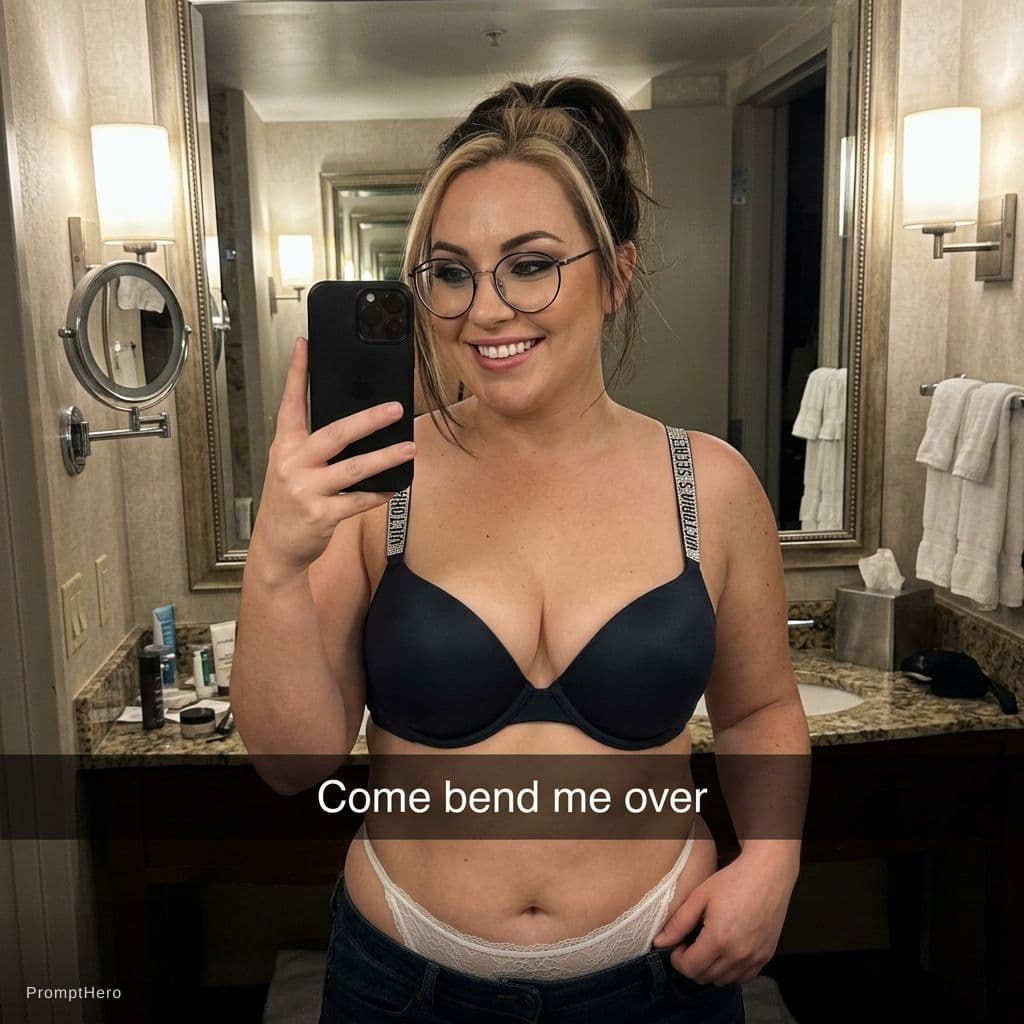 AI generated: {
  "shot_type": "mirror selfie sent via snapchat",
  "snapchat_caption": "Come bend me over",
  "ge...
