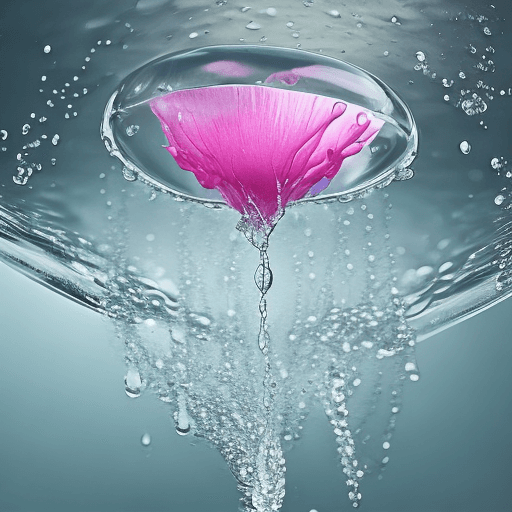 AI generated: Water suspended in the air, flower-like shape, transparent,HD，16K