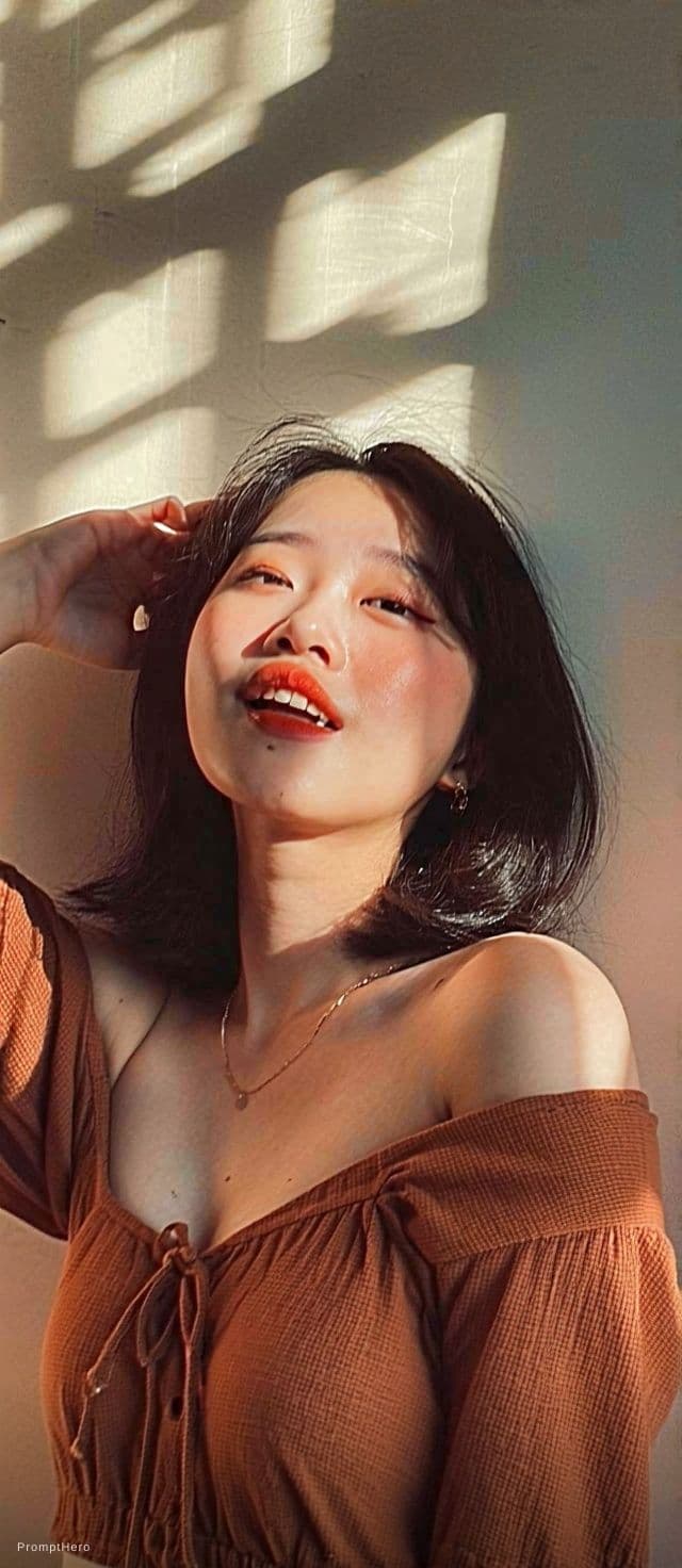AI generated: A highly detailed, photorealistic, cinematic vertical medium-close-up shot of a stunning young east ...