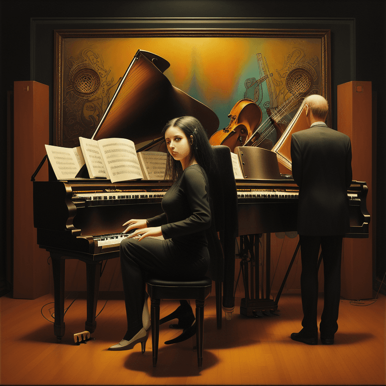 AI generated: music Album cover picture, jazz, blues, classical music , surreal art, oil picture, radio, speaker, ...