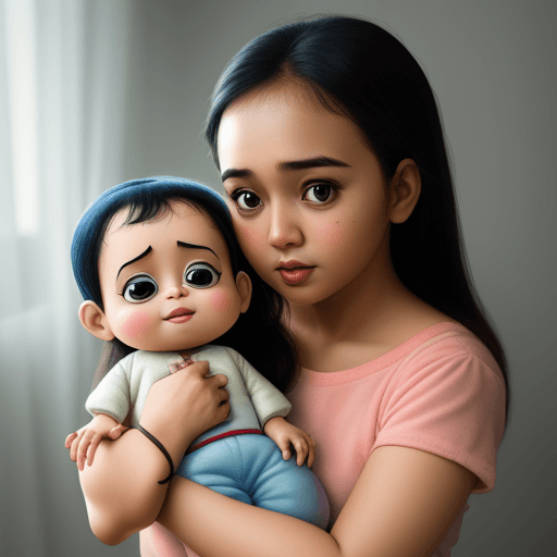 AI generated: anies baswedan, baby pixar-like holding a female woman doll

