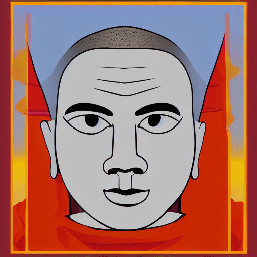 AI generated: Create a Buddhist monk portrait using profile face, 
