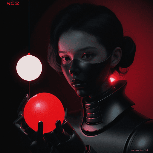 AI generated: Cover art of Rood Magazine featuring a sphere, a worm, and a glowing red light, styled as conceptual...