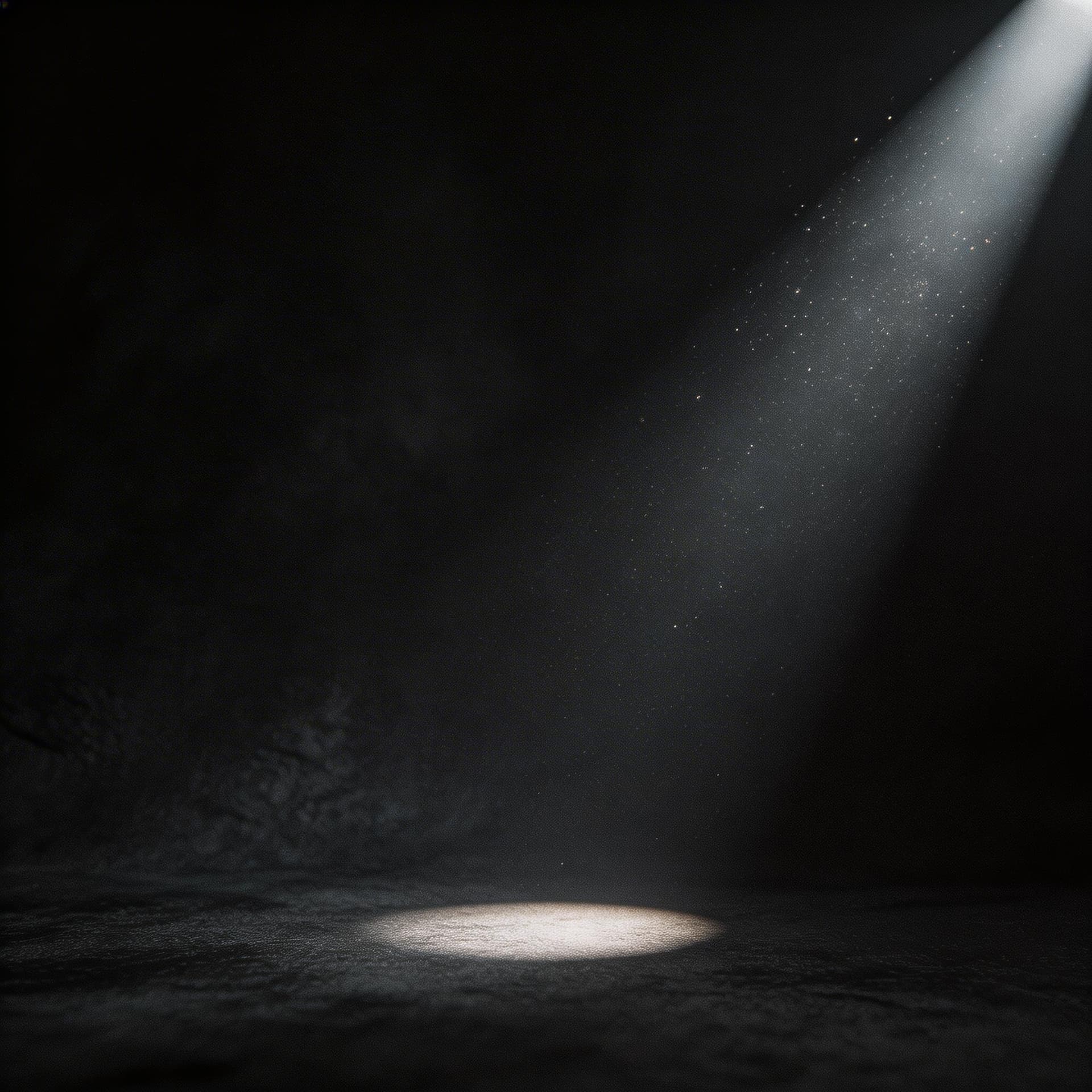 AI generated: dark textured background with dramatic spotlight, deep shadows, subtle dust particles, film grain, m...