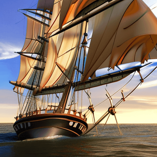 AI generated: Photo of a ultra realistic sailing ship, dramatic light, pale sunrise, cinematic lighting, battered,...