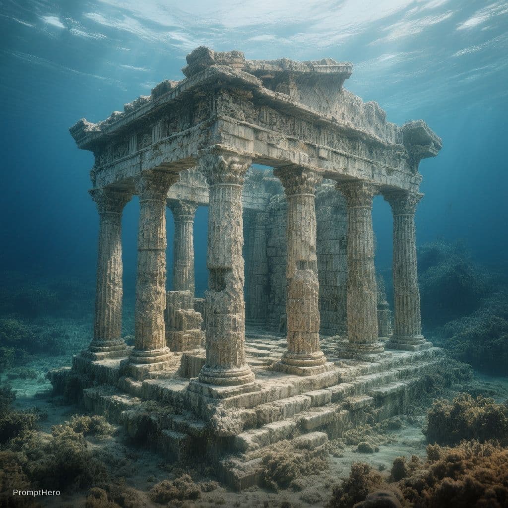 AI generated: irketiniz, sular altında kalmış antik bir liman kentini (Kekova bölgesi) AQUATICARCHE adlı yapay zek...