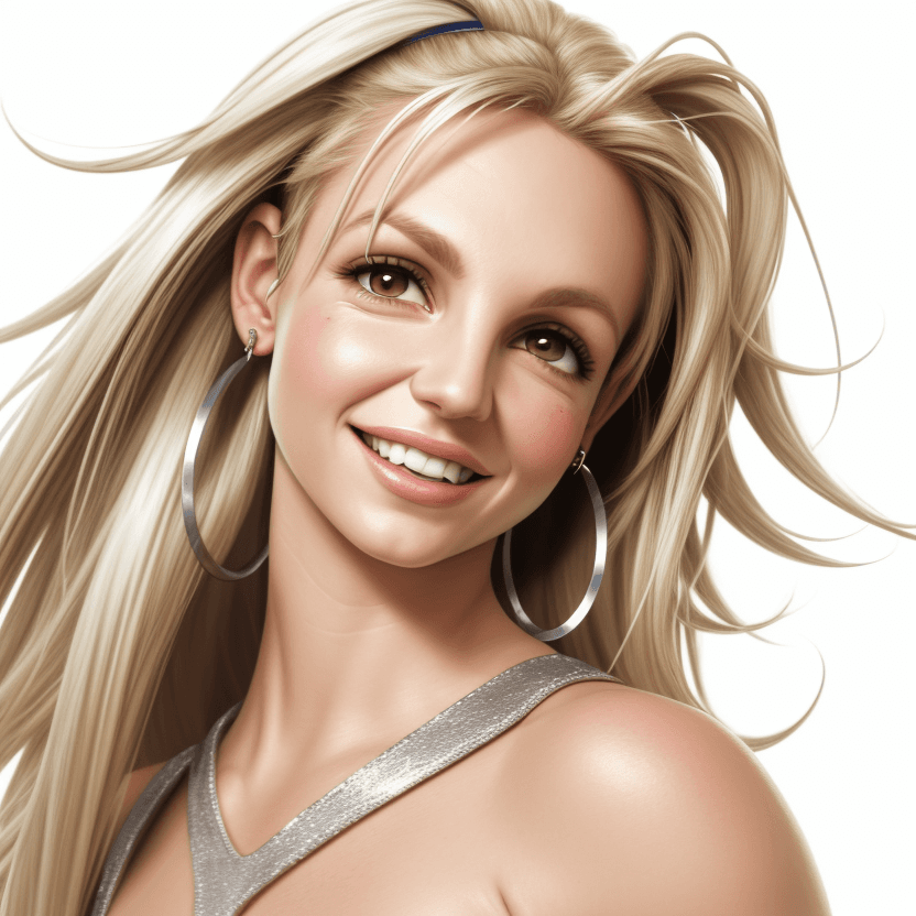 AI generated: Britney Spears, cartoon, semi realistic, 4k, headshot, body toward camera, eyes looking at camera, b...