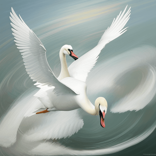 AI generated: A graceful white colored swan, action shot, impressionist art, Adolf WÃ¶lfli, graceful glide, award,...