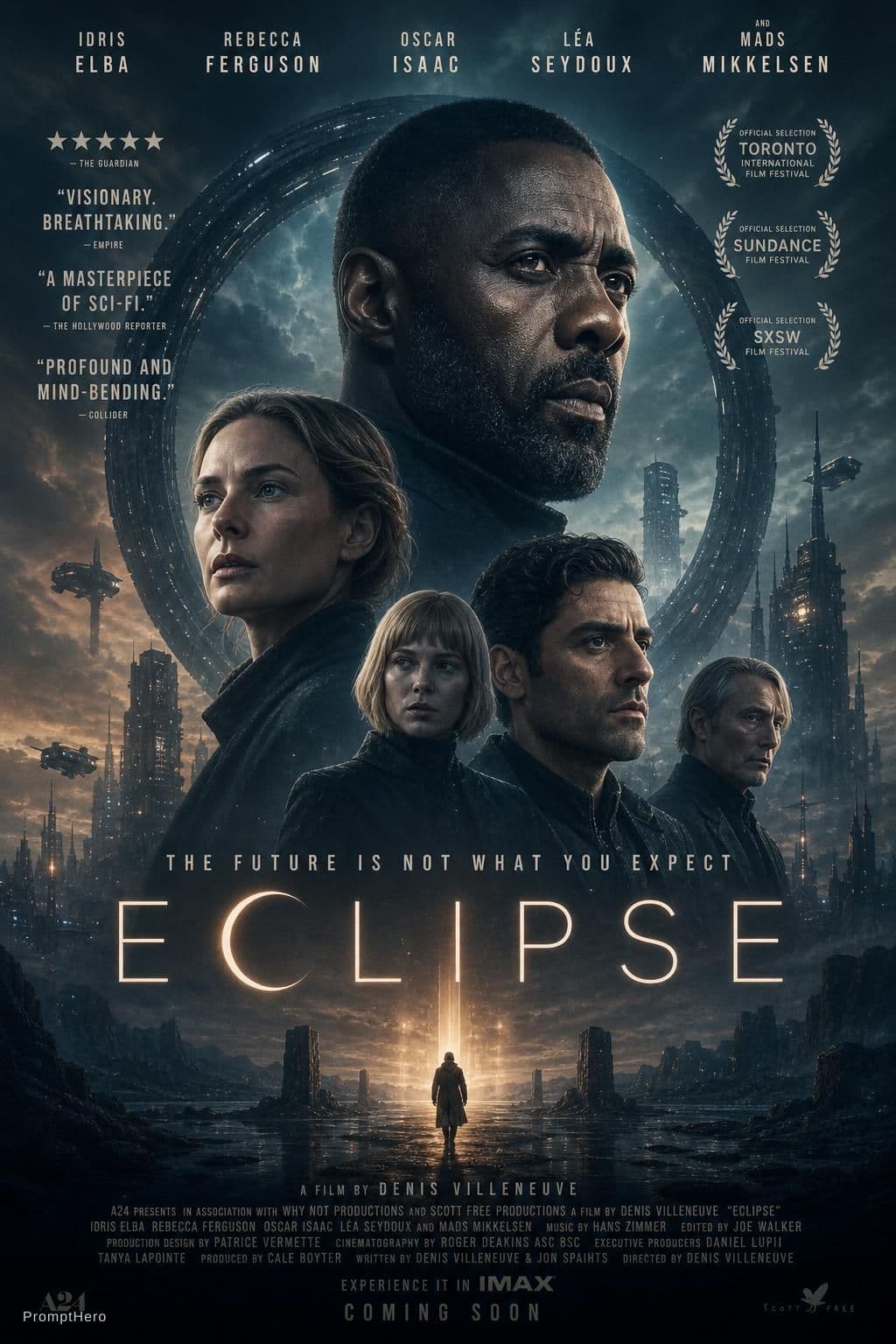 AI generated: Create an epic movie poster for a futuristic sci-fi film with dramatic lighting, cinematic compositi...