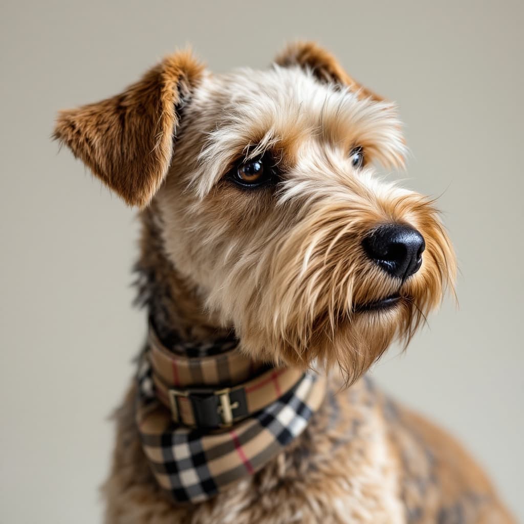 AI generated: an adult soft coated wheaten terrier with the traditional wheaten hair cut that covers the eyes  poi...