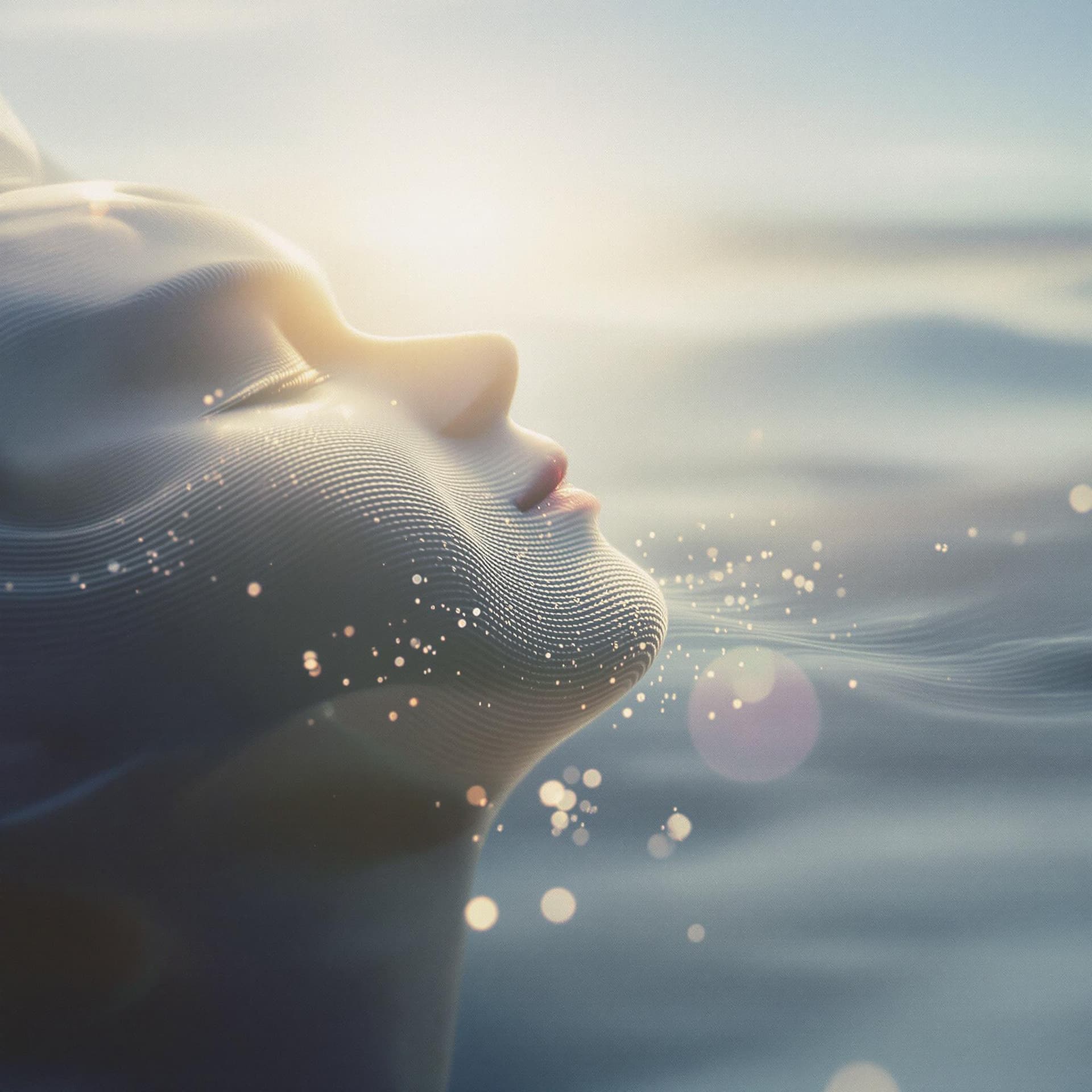 AI generated: A serene minimal graphic indicating breath in/breath out dslr, ultra quality, sharp focus, tack shar...