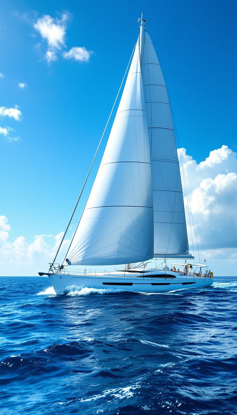 AI generated: bright ocean and modern sailing yacht