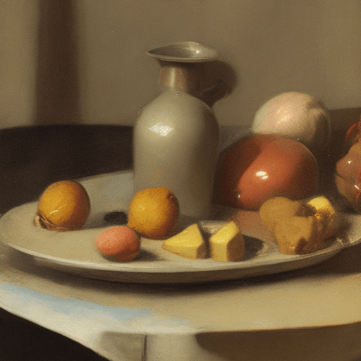 AI generated: Detail of a posthuman still life made by Chardin