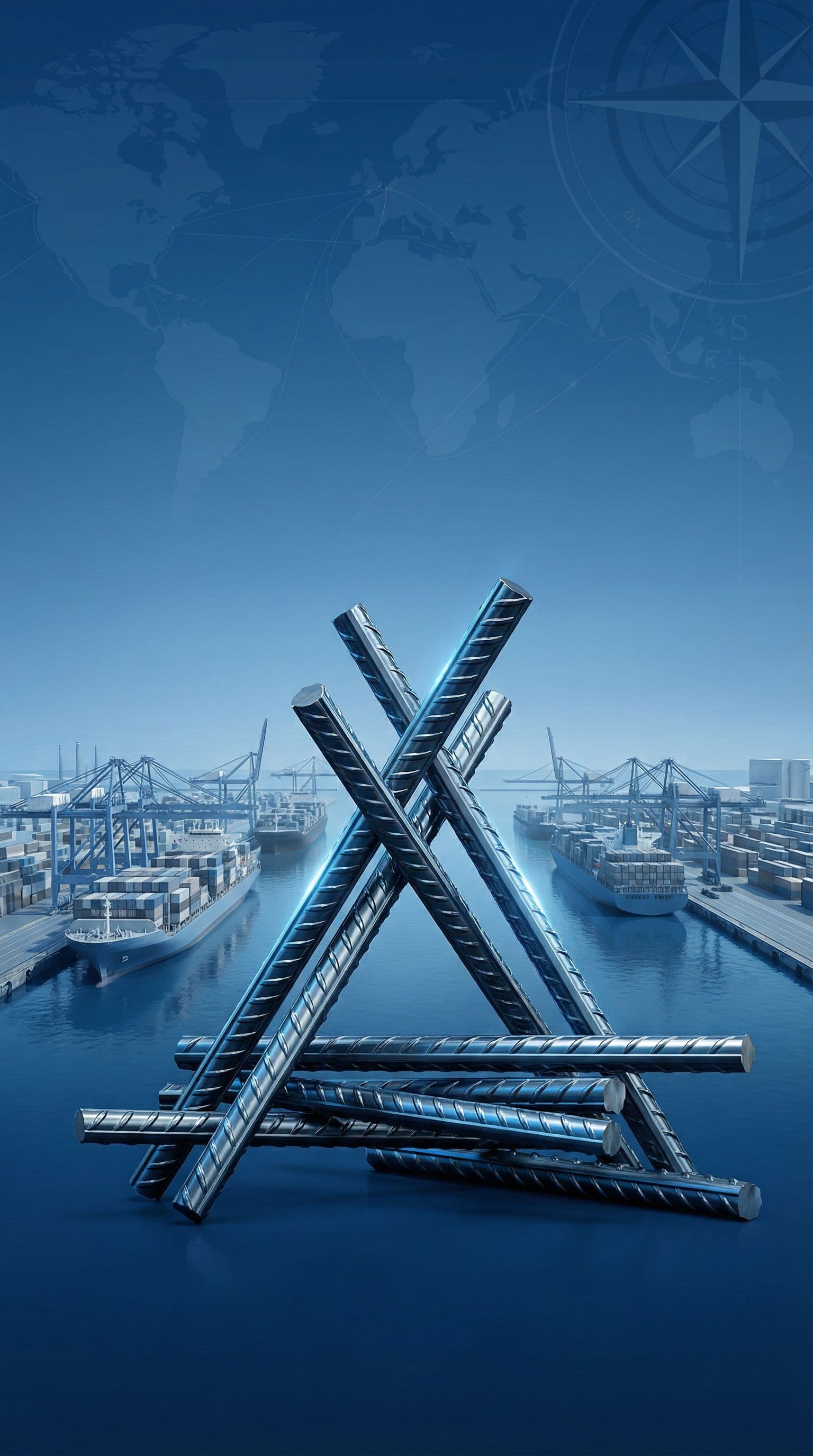 AI generated: A professional advertising poster design for an international import–export trading company, focused...