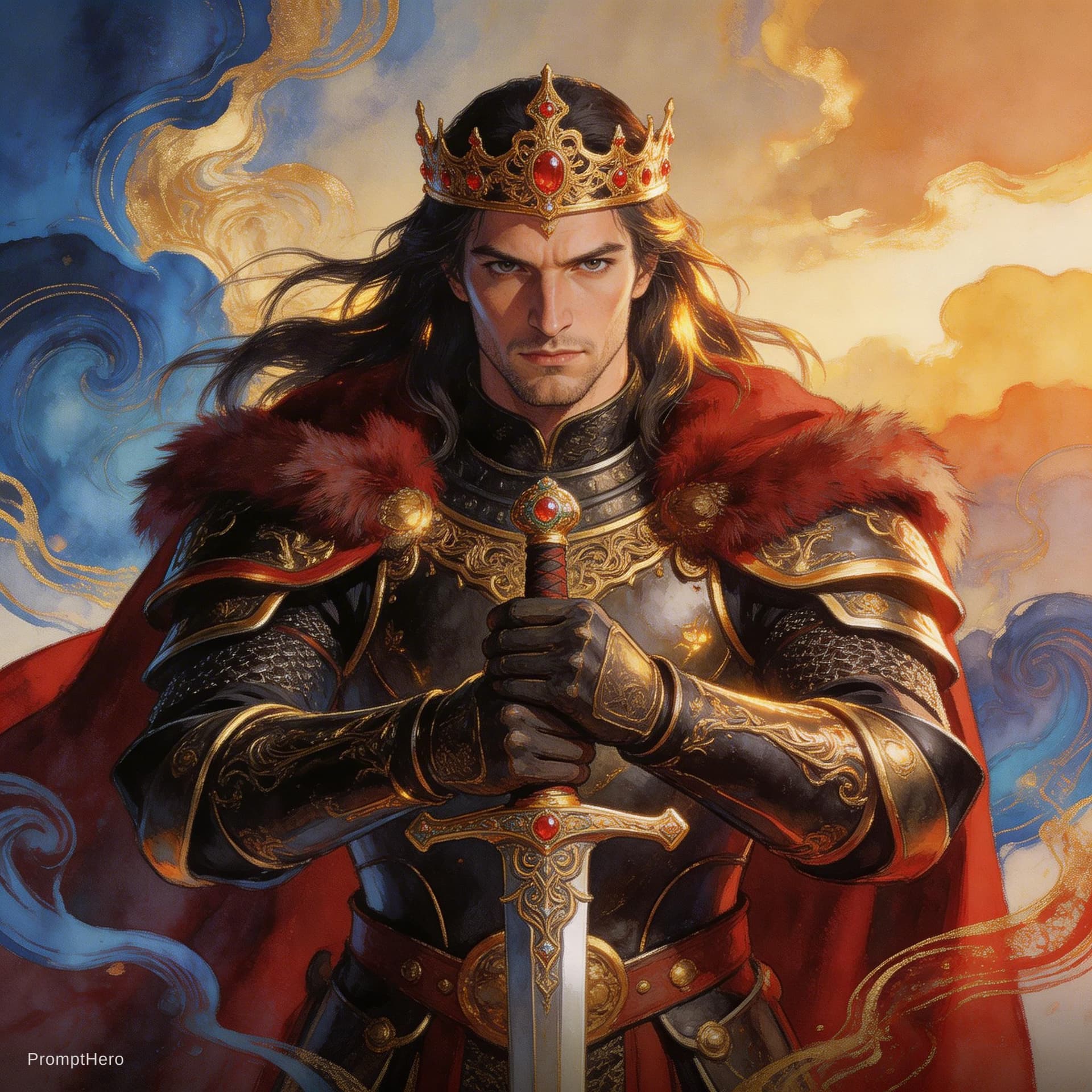 AI generated: strong warrior prince| centered| key visual|  intrincate| higly detailed| breathtaking beauty| preci...