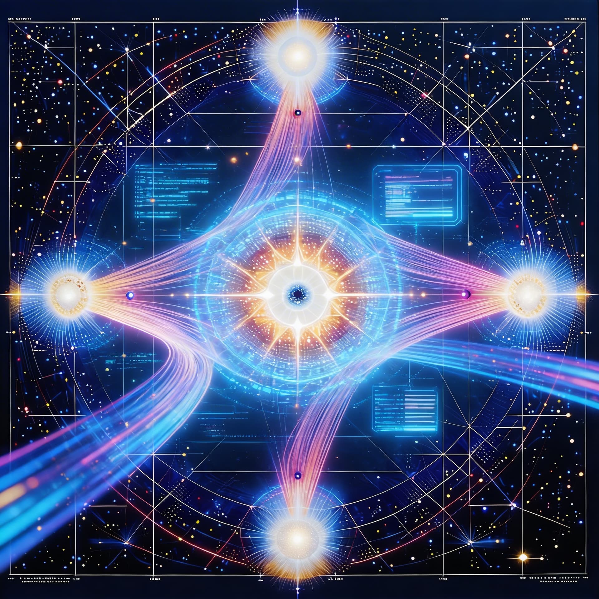 AI generated: Create a Sci-Fi image. A visual representation of advancing information being shared between advanci...