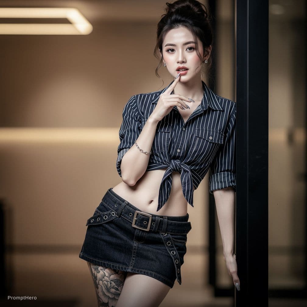 AI generated: A highly detailed, photorealistic, cinematic vertical medium-full shot of a stunning young East Asia...
