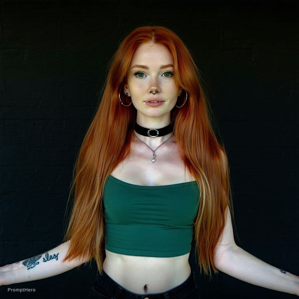 AI generated: A beautiful young woman,everyones darling.everyones favourite.with long cherry hair, big boobs, whit...