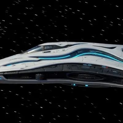 AI generated video: Cinematic sci-fi space scene, ultra-detailed, realistic lighting, deep starfield background.
A sleek...